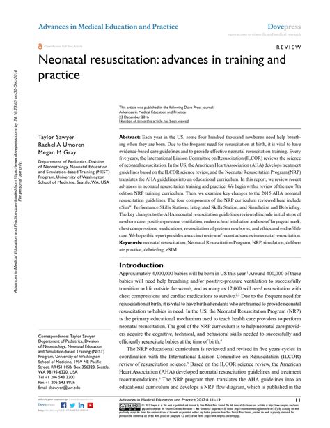 Pdf Neonatal Resuscitation Advances In Training And Practice