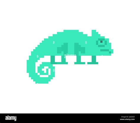 Chameleon Pixel Art 8 Bit Cartoon Reptile Icon Pixelated Vector