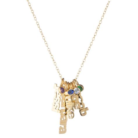 Gold Hanging Name Birthstone Necklace Initial Obsession