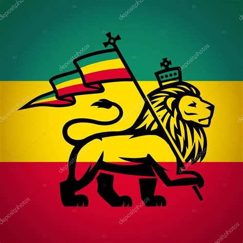 Judah Lion With A Rastafari Flag King Of Zion Logo Illustration