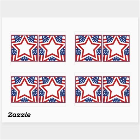 Red White And Blue Star Design To Add Text Rectangular Sticker Zazzle