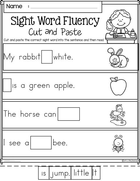 Kindergarten Worksheets Reading Sight Words Worksheets