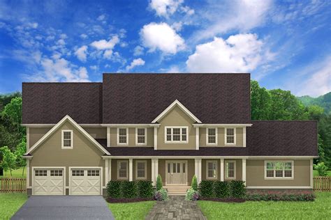 The Traditional Exterior Of This 4 Bedroom House Plan Features A Large
