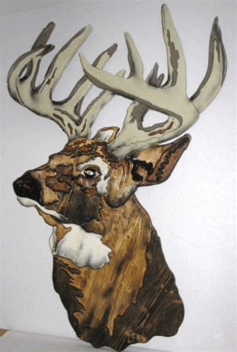 Large Intarsia Deer Head 2 Perfect For Above A Mantel In Rustic