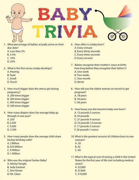 Funny Baby Shower Questions This Baby Shower Trivia Game Involves