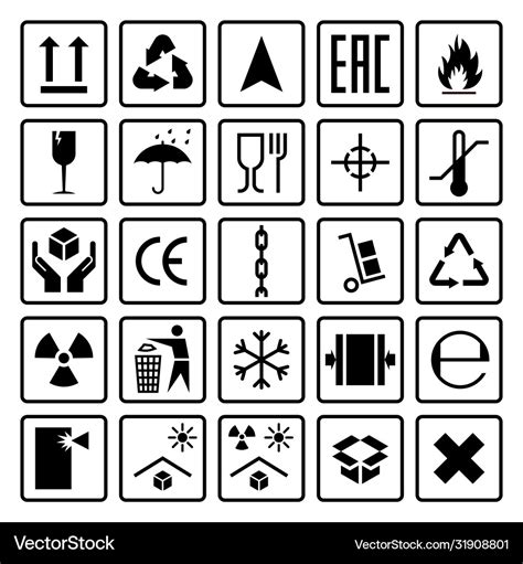 Packaging Symbols Shipping Cargo Signs Fragile Vector Image
