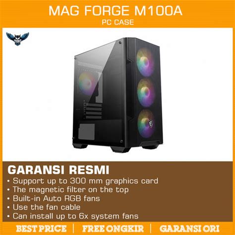 Promo Msi Mag Forge M100a Mid Tower Matx Pc Case With Tempered Side