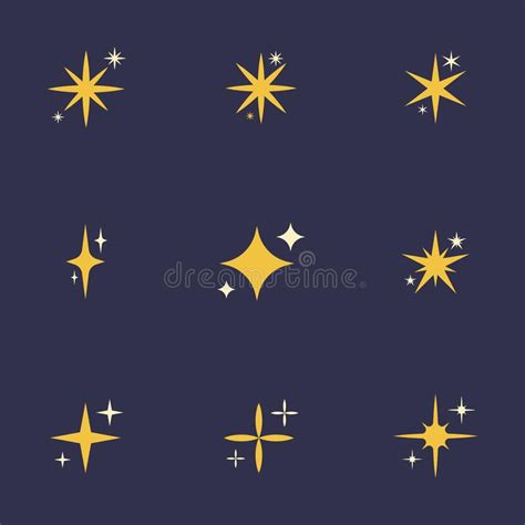Flat Sparkling Stars Set Vector Illustration Stock Vector
