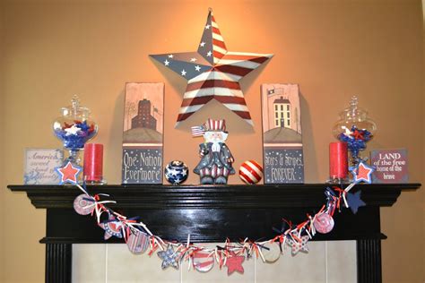 Pin By Mary Steele On Patriotic Patriotic Decorations Holiday Mantel