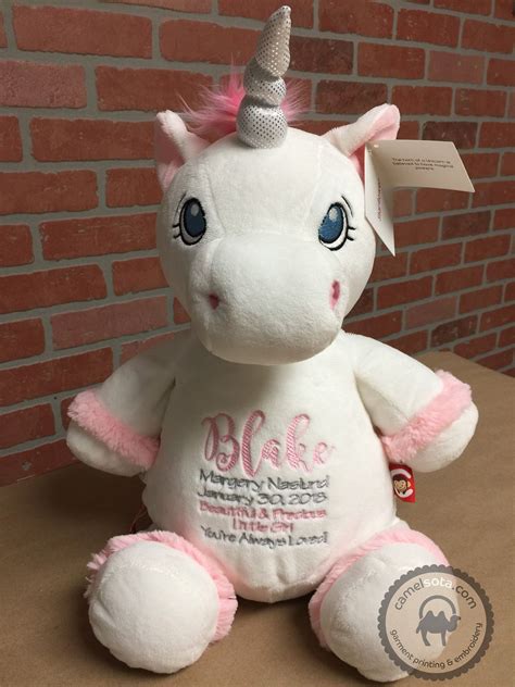 Embroidered Stuffed Unicorn Custom Monogrammed Stuffed Unicorn Birth