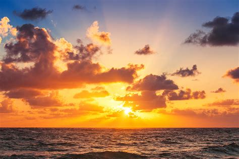 Beautiful Cloudscape Over The Caribbean Sea Sunrise Shot