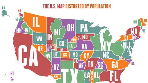 Maps include 8.5 x 11 printable versions. The U.S. Map Distorted by Population | Mental Floss