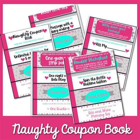 52 Printable Naughty Coupons Naughty Coupon Book Sex Coupons Ts For Him Ts For Her