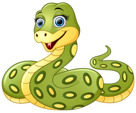 Jeu de dessin animé de serpents venimeux. Dessin animé mignon serpent vert | Télécharger des ...