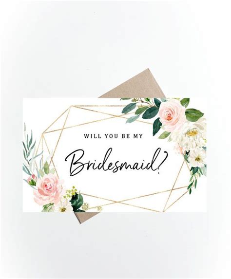 Instant Download Bridesmaid Proposal Card Will You Be My Bridesmaid Gold Blush Pink Floral