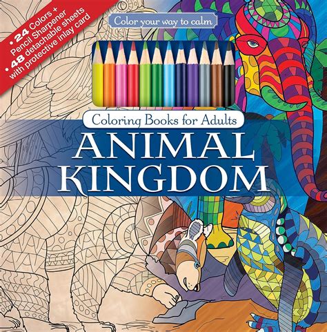 Amazon.com: Animal Kingdom Adult Coloring Book Set With 24 Colored