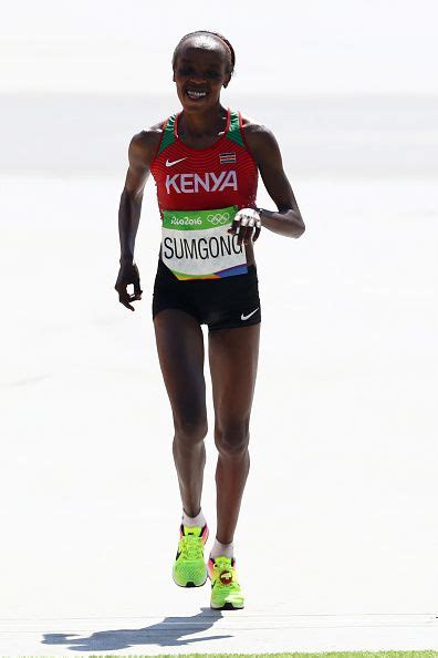 Jemima Jelagat Sumgong Of Kenya Approaches The Finish Line On Her Way