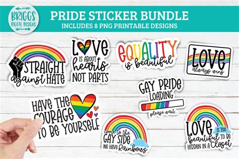 pride printable sticker bundle lgbtq print and cut sticker