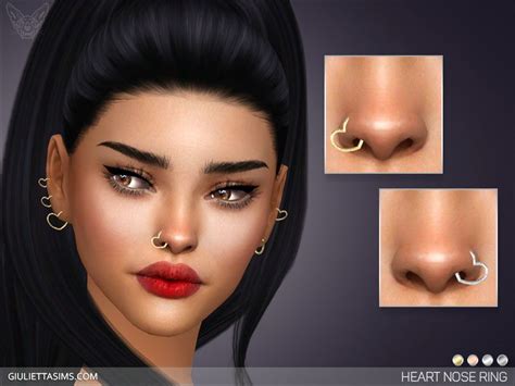 Heart Nose Piercing Set GiuliettaSims Sims 4 Piercings Sims 4