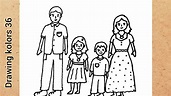 Line art family drawing simple - YouTube