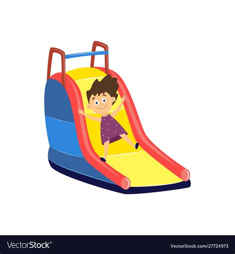 Kid Sliding Down Slide Cute Little Boy Sliding Down A Water Slide
