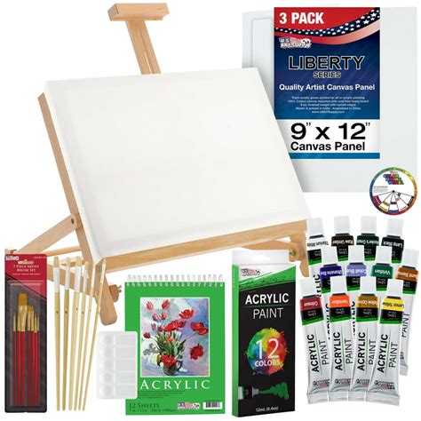 Us Art Supply 33 Piece Custom Artist Acrylic Painting Set With Table