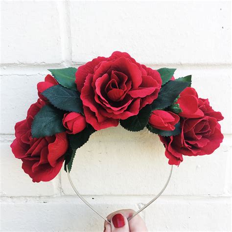 red rose flower crown uk listing 489490362 red rose crown red rose headband