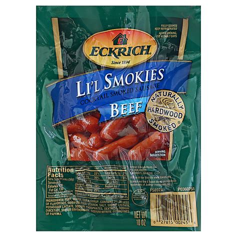 Eckrich Li L Smokies Beef Cocktail Smoked Sausage Oz Sausages Fishers Foods