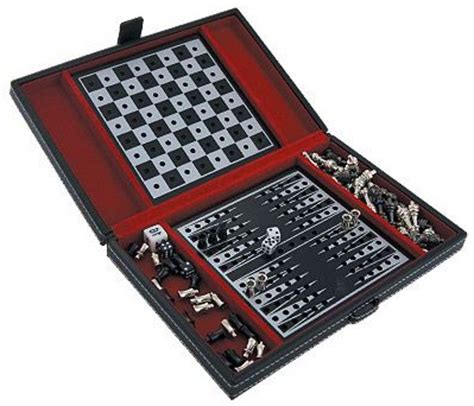 Шах и табла Луксозен комплект в кожена кутия игра Storebg