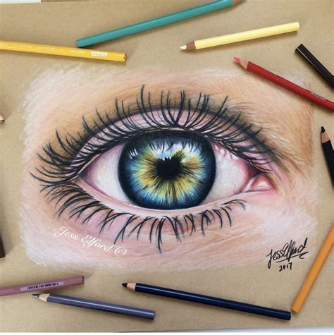 Realistic Eye Coloured Pencil Drawing By Jess Elford