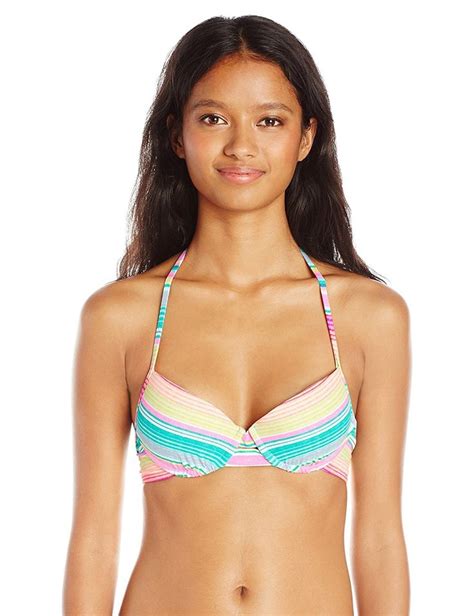 Womens Salt Air Stripe Push Up Underwire Bikini Top Hot Pink Cg127aij781 Underwire Bikini