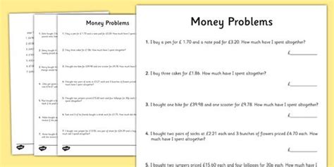 While there is one arithmetic paper, there are two reasoning papers; Money Word Problems - Twinkl | Money word problems, Word problems, Money problems