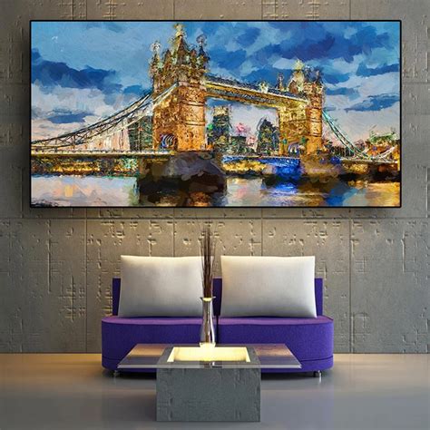 London Tower Bridge Build Abstract Oil Painting On Canvas Cuadros