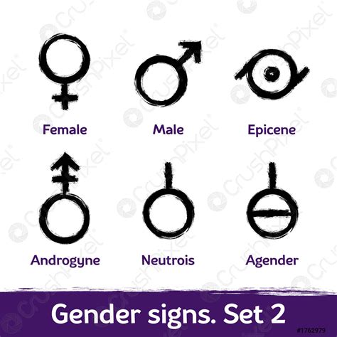علامات نوع الجنس المرسومة بأيقونات Lgbt للفرشاة من أجل التنوع الجنسي