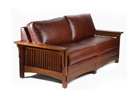Solid wood mission style couch. Mission style leather sofa. . .would love a couple of ...