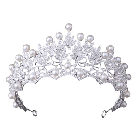 〖hellobye〗women Wedding Tiara Pearl Jewelry Shiny Bridal Crown Tiara