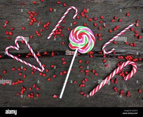 Flat Lay Of Colorful Candies Stock Photo Alamy