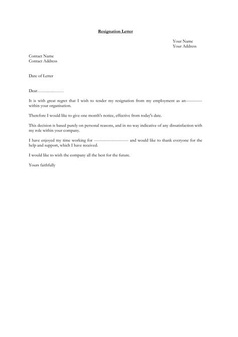 Resignation Letter For Staff Sample Resignation Letter