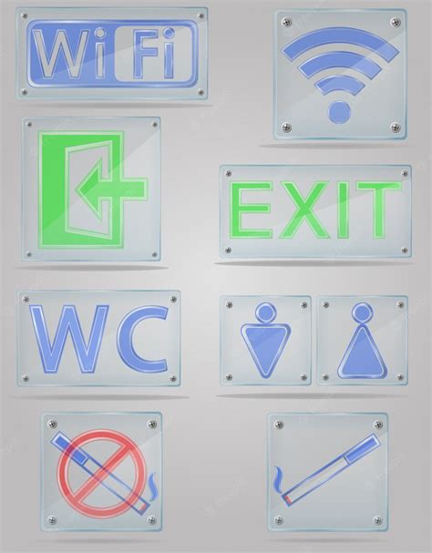 Premium Vector Set Icons Transparent Signs For Public Places On The