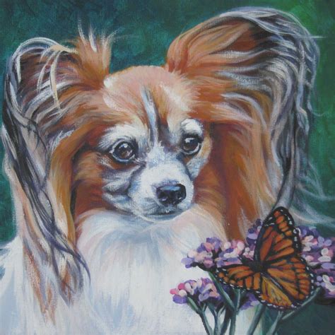 Papillon Dog Portrait Art Canvas Print Of Lashepard Painting Etsy