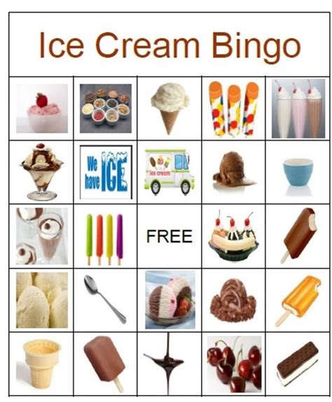 Free Printable Ice Cream Bingo Cards