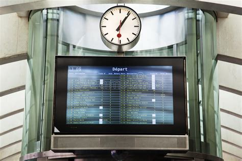 Departure Board With Station Clock Stock Image Image Of Station