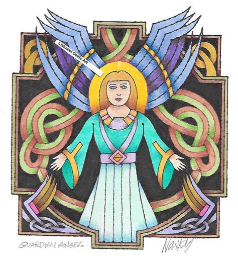 Guardian Angel Irish Art Etsy Celtic Knotwork