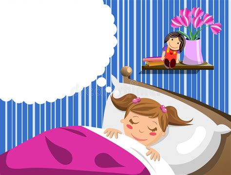 Little Girl Sleeping And Having Dreams Stock Vector Image 31412330