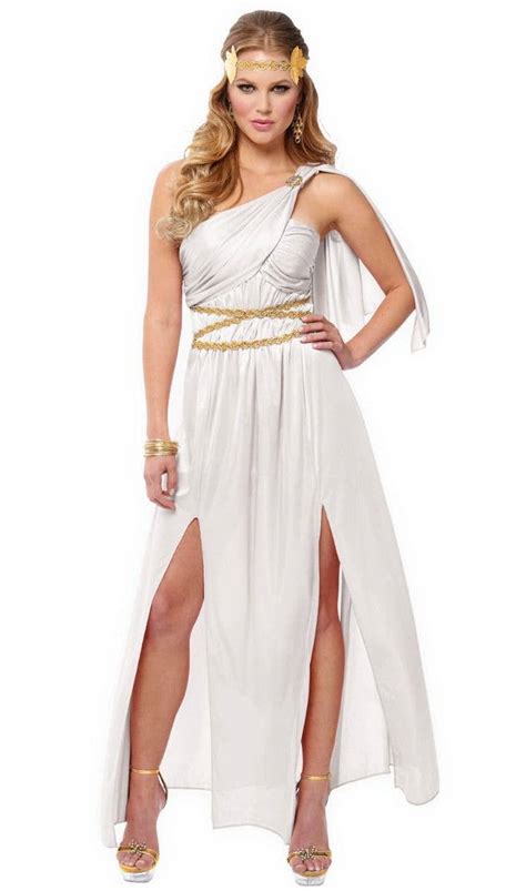 White Roman Toga Costume Dress Womens Greek Fancy Dress Costume