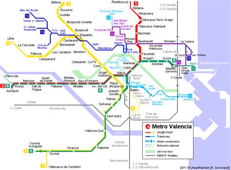 Valencia Subway Map For Download Metro In Valencia High Resolution
