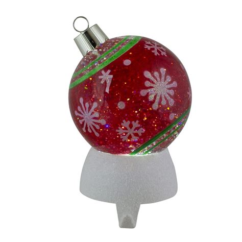 6 Led Snow Globe Christmas Ornament Stocking Holder