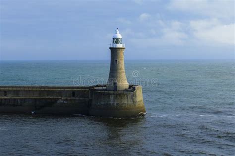 Tynemouth Lighthouse In Great Britain Port Entrance To Newcastle Stock