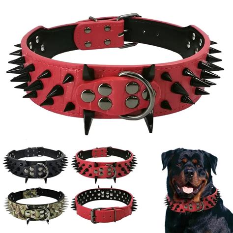 Cool Dog Collar Spiked Studded Leather Pet Dog Collars Pitbull Bulldog