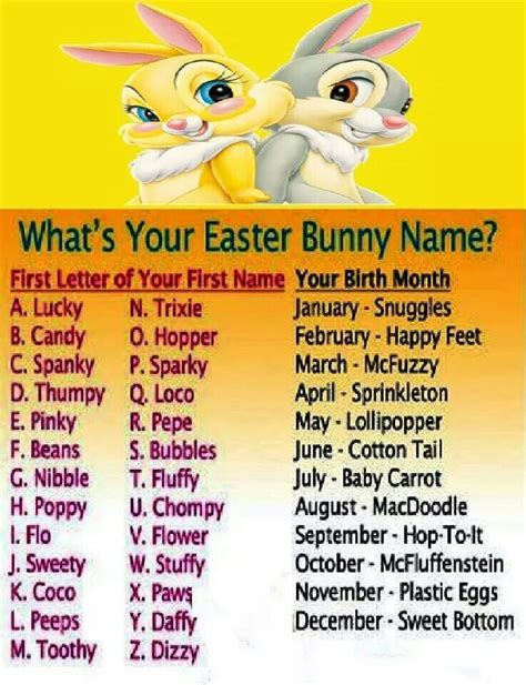 Easter Bunny Name Easter Humor Bunny Names Silly Names